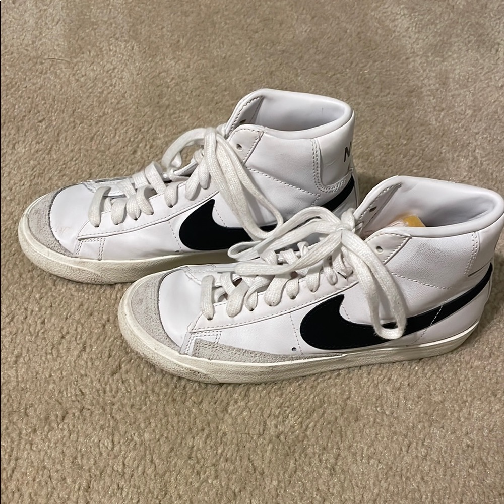 Nike White and Black High-Top Sneakers